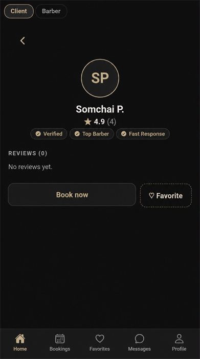 Styli app screen — book now